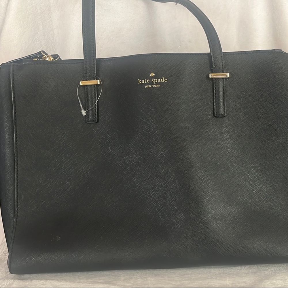 Kate Spade Black Leather Handbag with Gold Accents
